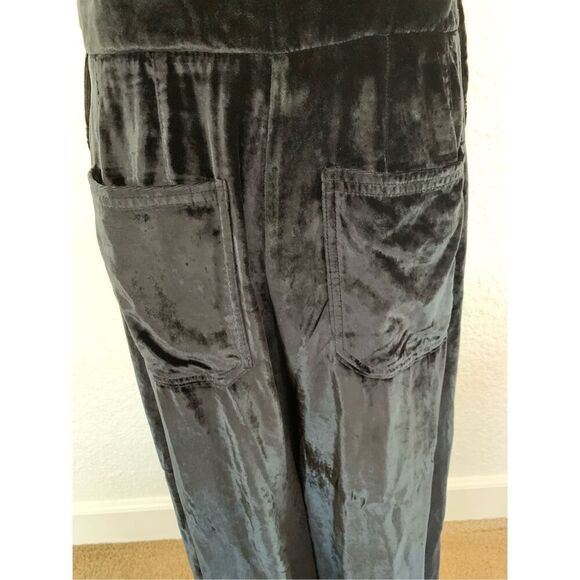 Free People Follow The Sun One Piece Velvet Overalls Black Size S - Picture 8 of 12